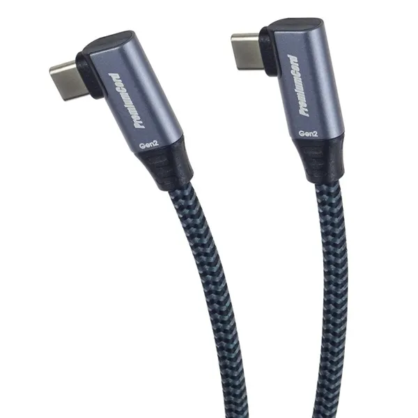 PremiumCord USB-C 2x zahnutý kabel ( USB 3.2 GEN 2x2, 5A, 100W, 20Gbit/s ) bavln (ku31cj2)