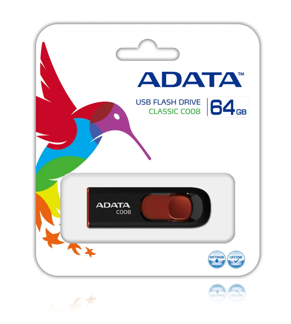 ADATA Flash Disk 64GB C008, USB 2.0 Classic, černá