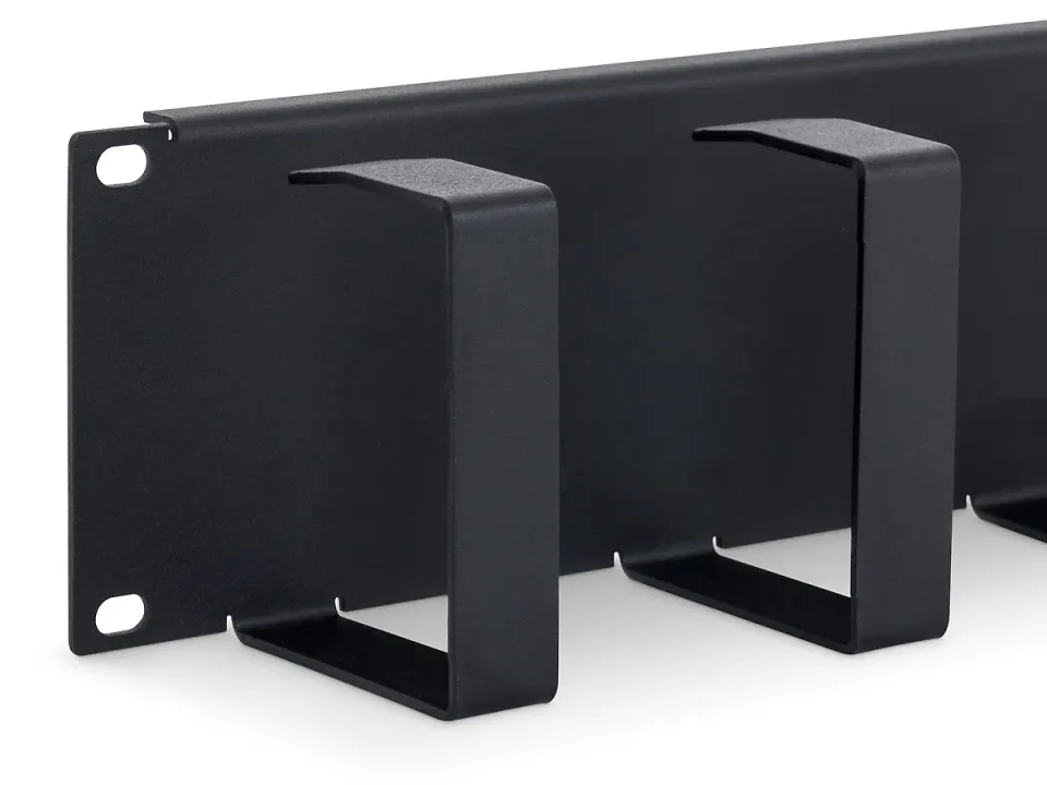 19" vyvazovací panel 2U 6x háček 70x85mm černý kov