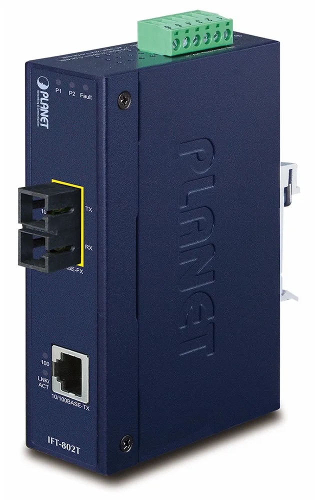Planet IFT-802T optický konvertor, SC multimode 2km, DIN, IP30, -40 až 75 st.C
