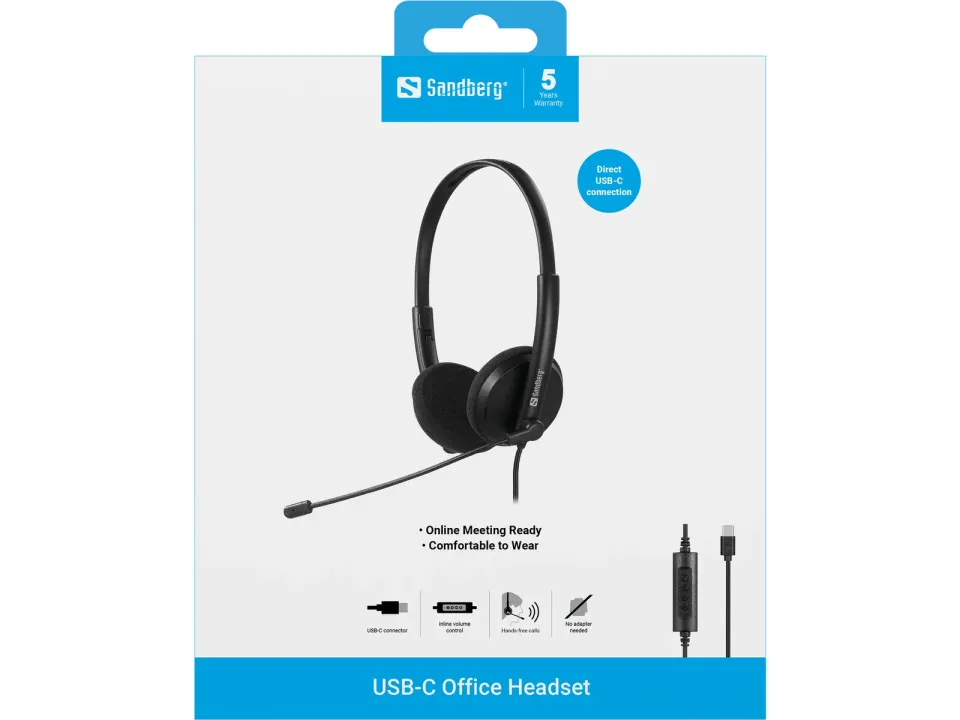 Sandberg PC sluchátka USB-C Office Headset