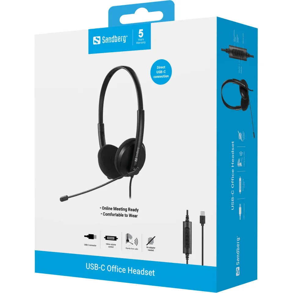 Sandberg PC sluchátka USB-C Office Headset