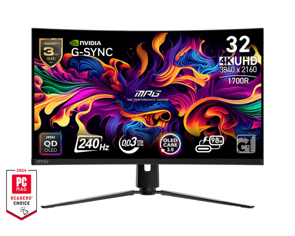 MSI MPG 321CURX QD-OLED gaming monitor 31,5" QD-OLED zakřivený/UHD/240Hz/0,03ms/