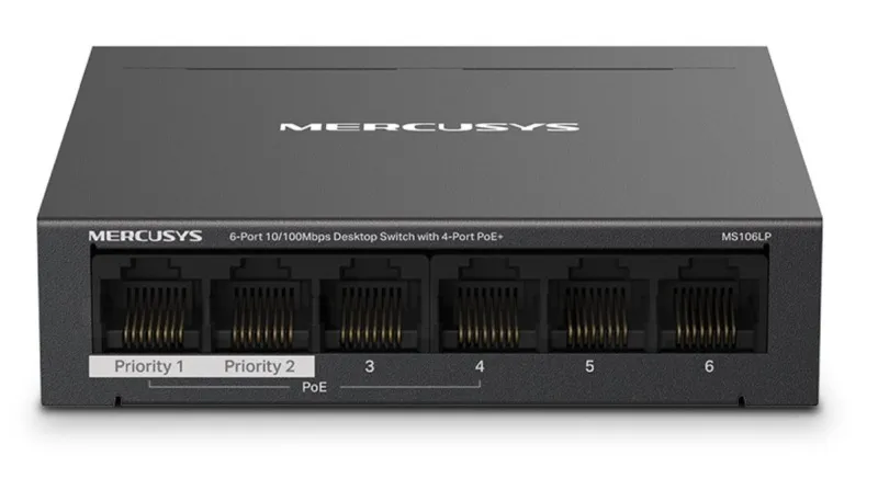 MERCUSYS MS106LP - 6portový stolní switch 10/100 Mb/s se 4 porty PoE+