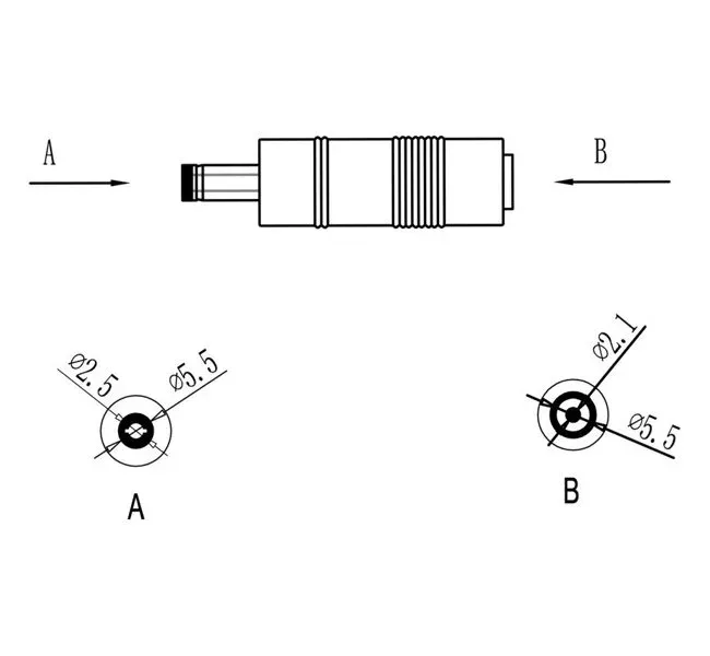 WAVERF napájecí redukce - konektor 5,5/2,1 na 5,5/2,5mm
