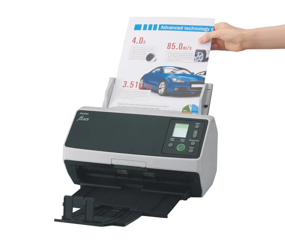 RICOH skener Fi-8170 A4, průchodový, 70ppm, 600dpi, LAN RJ45-1000, USB 3.2,ADF 100listů, 10000 listů za den