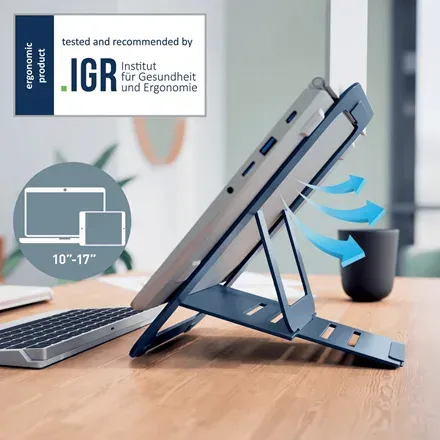 Leitz Ergo cestovní ultratenký stojan na notebook, hliníkový, tmavě šedý