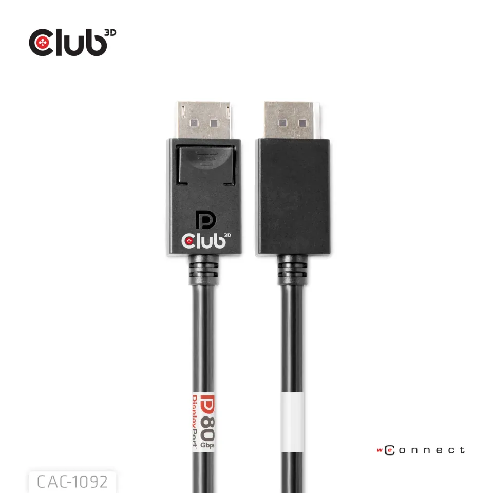 Club3D Kabel DisplayPort 2.1 na DisplayPort 2.1, VESA DP80, 4K240Hz/8K60Hz/10K60Hz (M/M), 1.6m, černá