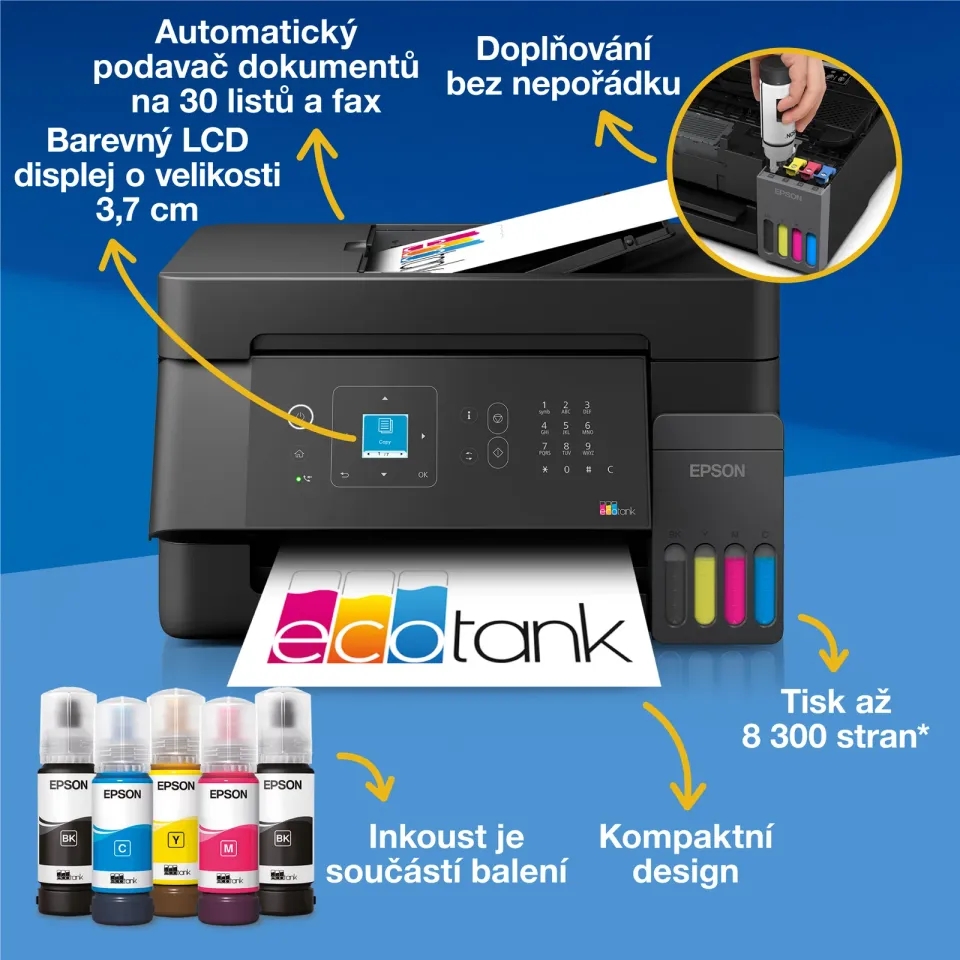 EPSON EcoTank L5390 - A4/33ppm/4ink/ADF/Wi-Fi//LAN/CISS/