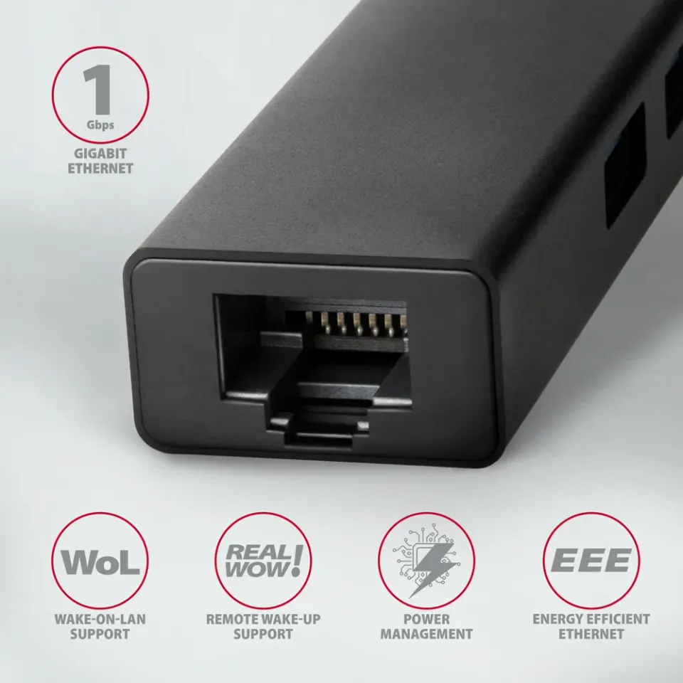 AXAGON HMC-GL3A SUPERSPEED USB-C hub + gigabit LAN, černá