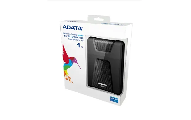 ADATA Externí HDD 1TB USB 3.1 DashDrive Durable HD650, černý (gumový, nárazu odolný)