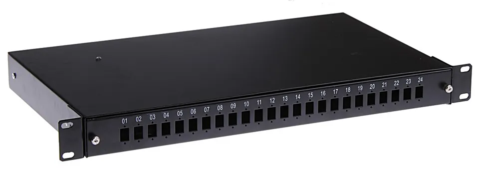 Masterlan optická vana 24x SC Simplex, patch panel vč. kazety, 1U, 19", černá