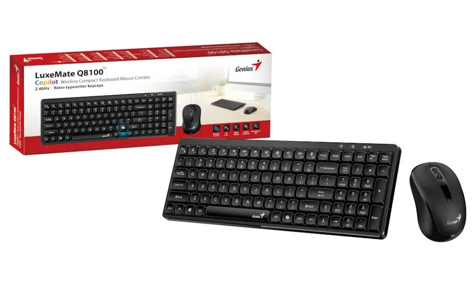 GENIUS set klávesnice + myš LuxeMate Q8100, Bezdrátový set, CZ+SK, černá