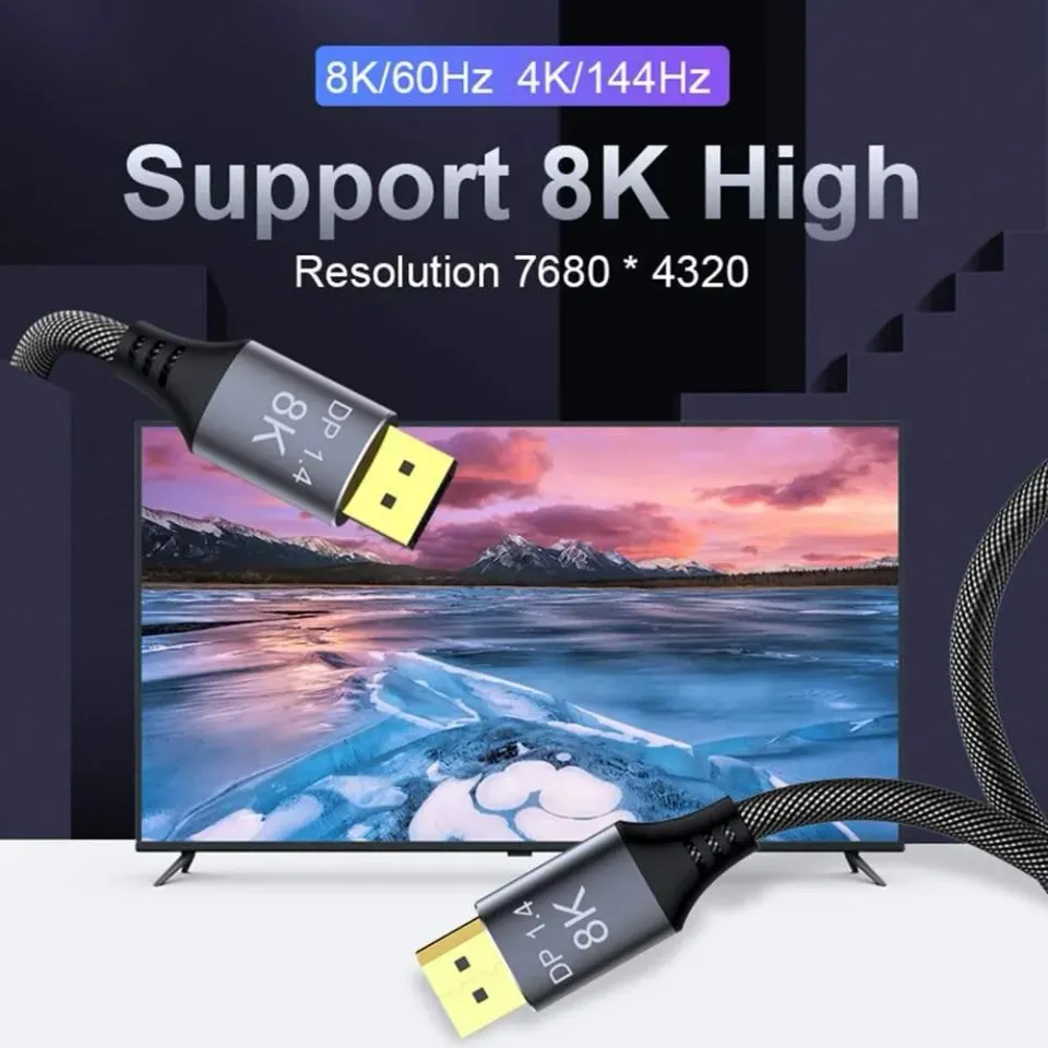 PremiumCord DisplayPort 1.4 přípojný kabel 32,4Gbit/s, rozlišení 8K, kovové a zl
