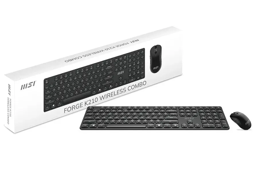 MSI set klávesnice s myší FORGE K210 Wireless Combo Black/ bezdrátový/ černý/ dobíjecí/ USB/ CZ+SK layout