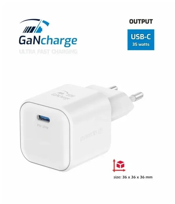 Swissten síťový adaptér gan 1x usb-c 35w power delivery bílý + datový kabel usb-c/lightning 1,2 m bílý