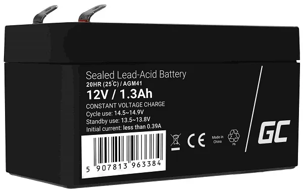 Green Cell AGM VRLA 12V 1.3Ah maintenance-free battery for the alarm system, cas