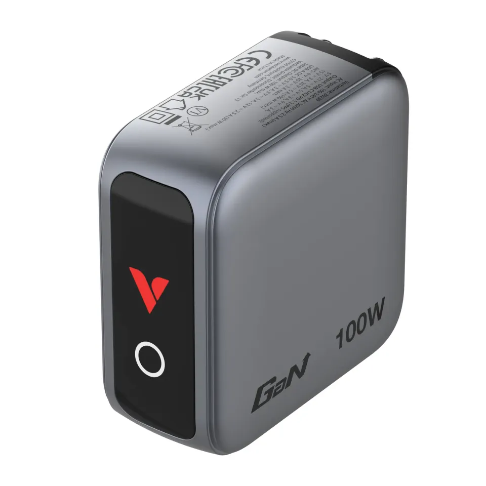 VERBATIM Mini GaN Nabíječka s displejem 100W, 2xUSB-C, 1xUSB-A, šedá