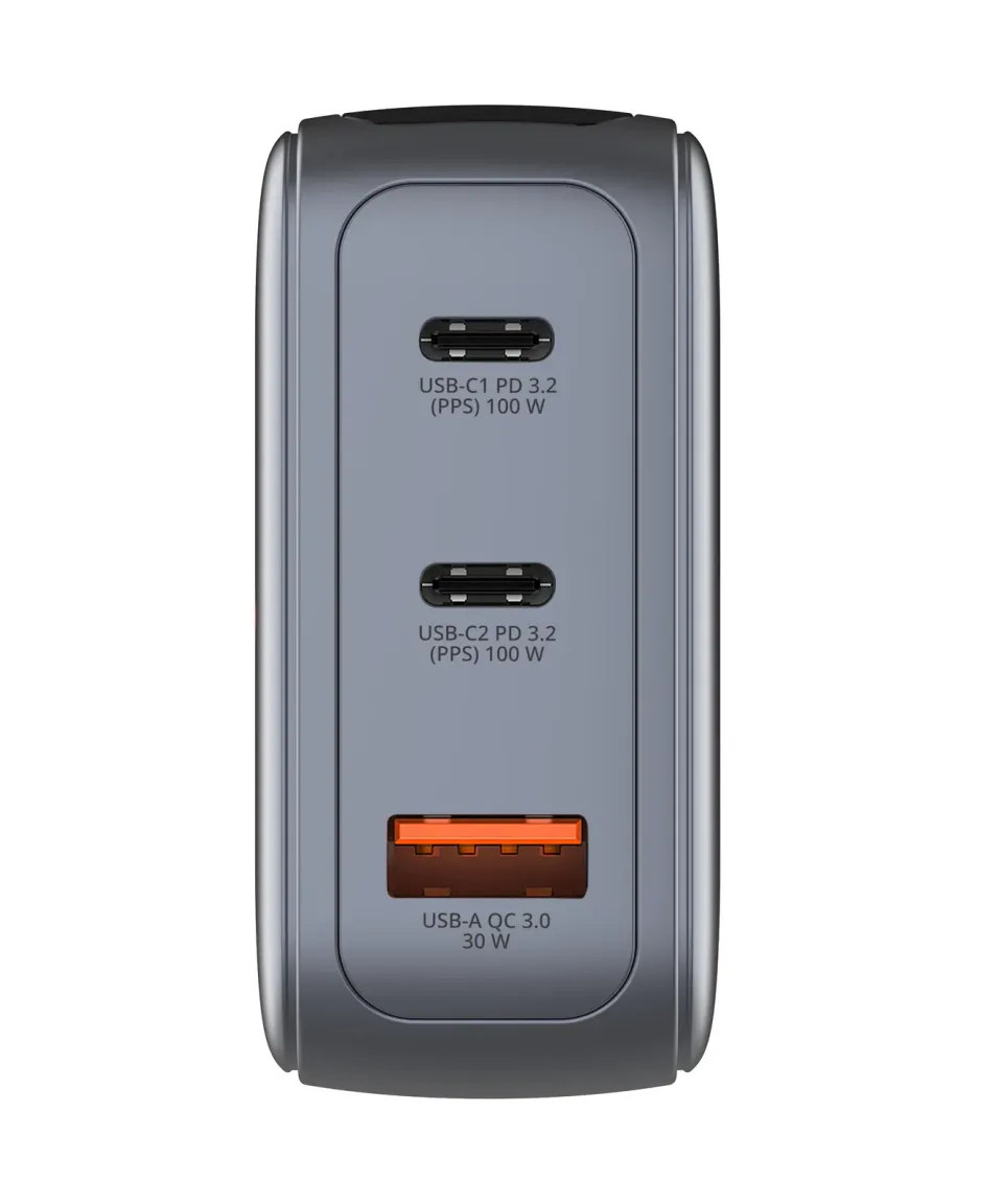 VERBATIM Mini GaN Nabíječka s displejem 100W, 2xUSB-C, 1xUSB-A, šedá