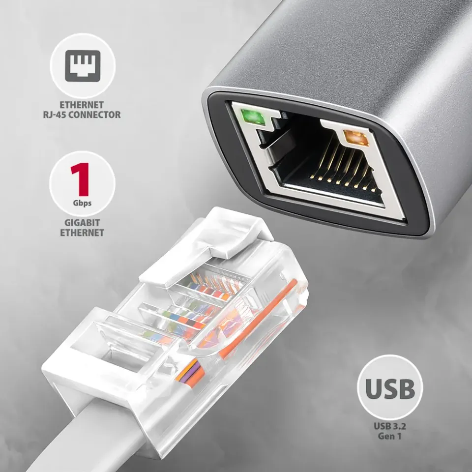 AXAGON ADE-TXPD, USB-C 3.2 Gen 1 - Gigabit Ethernet síťová karta, Asix AX88179,