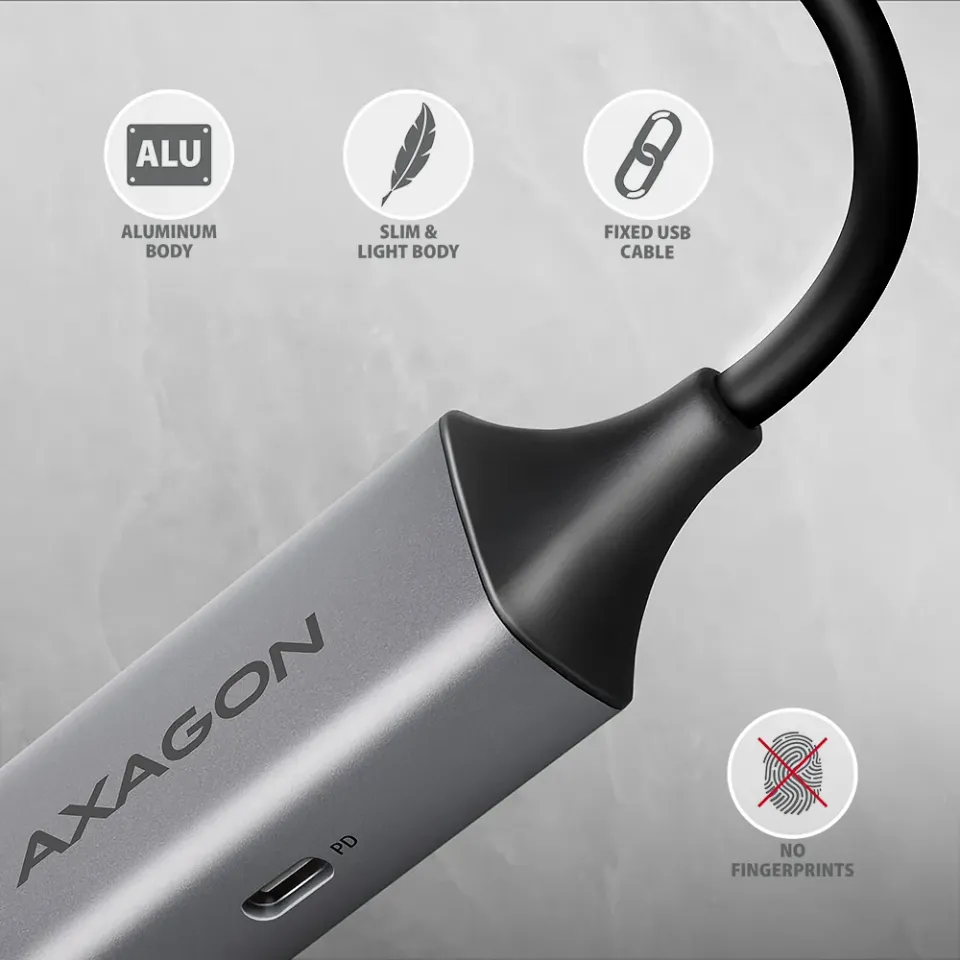AXAGON ADE-TXPD, USB-C 3.2 Gen 1 - Gigabit Ethernet síťová karta, Asix AX88179,