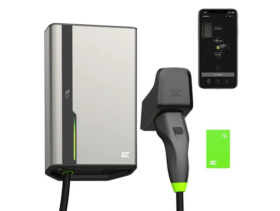 Green Cell HabuDen Wallbox 22kW 32A 7.5m NFC Cable Type 2 Smart EV Charging Stat