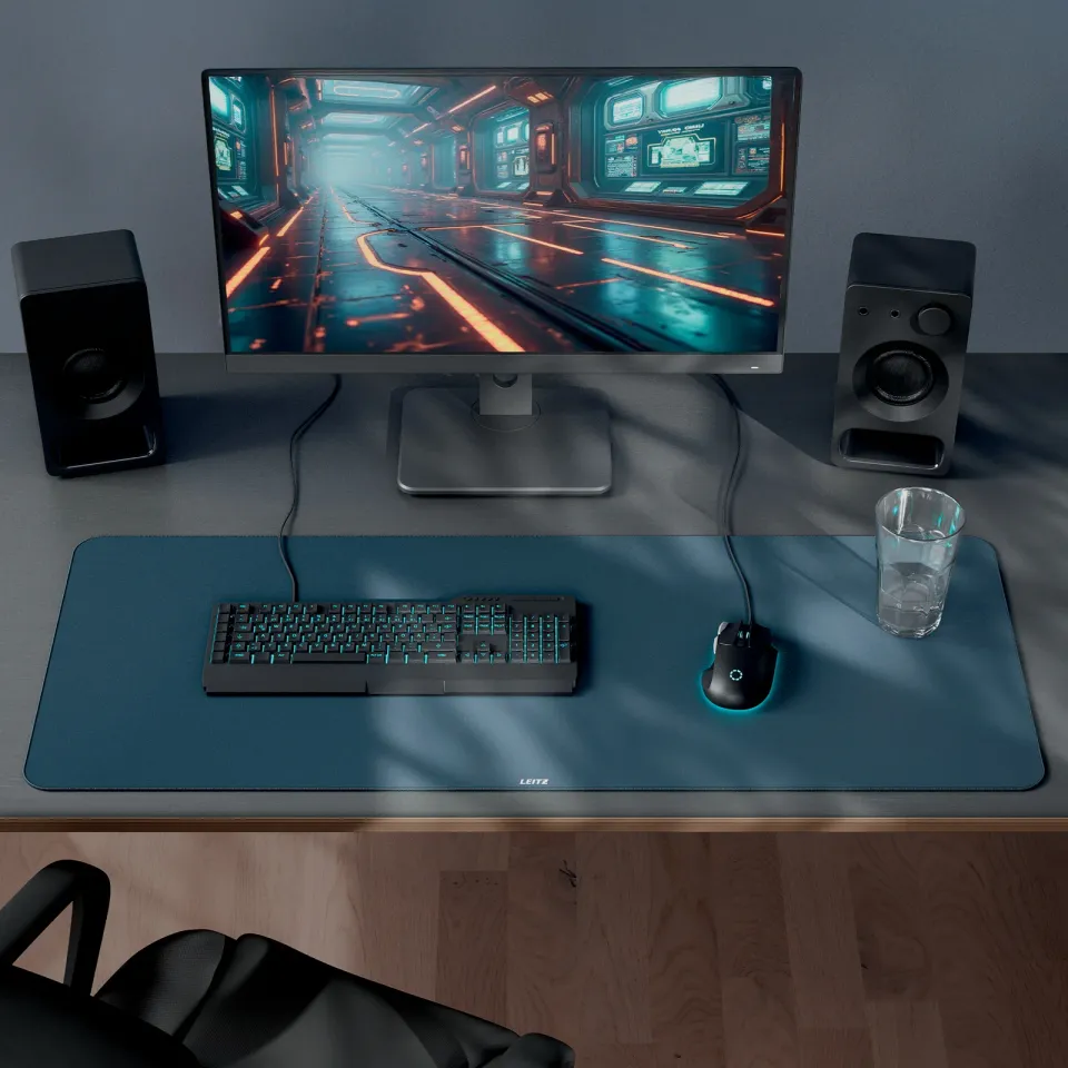 LEITZ podložka na stůl XL 100x40cm sametově šedá
