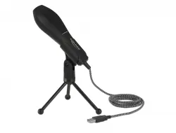 Delock USB kondenzátorový mikrofon se stolním stojanem - ideální pro hraní her,