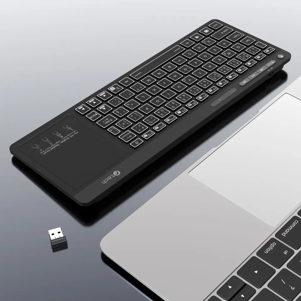 C-TECH klávesnice WLTK-03, Dual mode, BT5.0 + 2,4GHzb, bezdrátová s touchpadem,