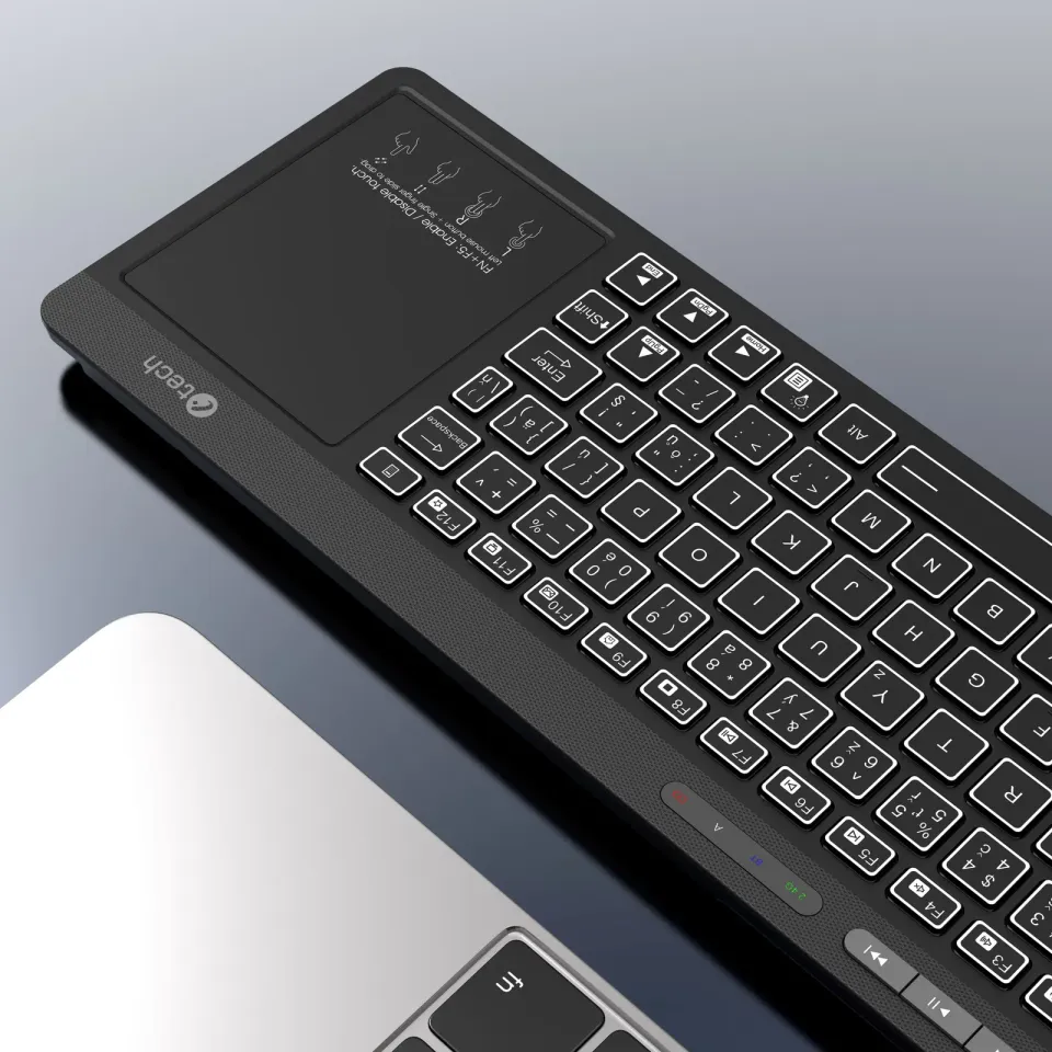 C-TECH klávesnice WLTK-03, Dual mode, BT5.0 + 2,4GHzb, bezdrátová s touchpadem,