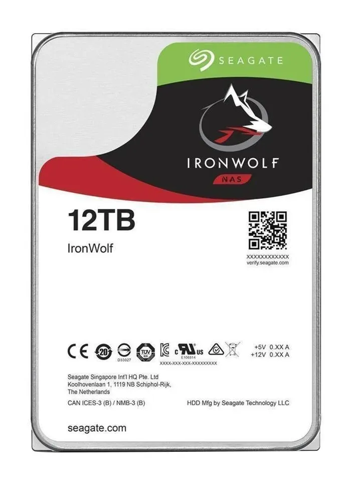 SEAGATE ST12000VN0008 hdd IronWolf 12TB CMR 7200rpm 256MB NAS HDD 24x7 1-8bay 210MB/s 3.5 RAID NAS SATA3-6Gbps