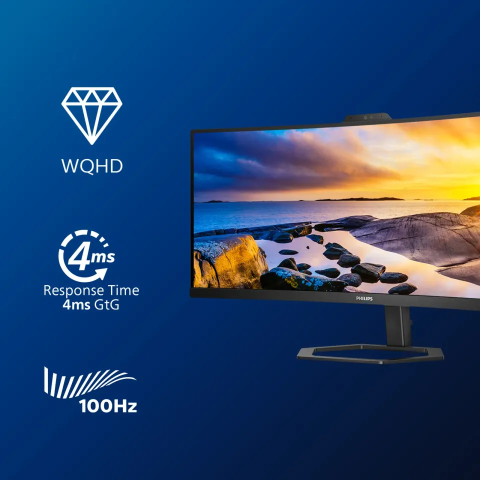 Philips MT VA LED 34" 34E1C5600HE/00 - VA panel, 3440x1440, HDMI, DP, USB-C, USB, repro, nast vysky, webcam