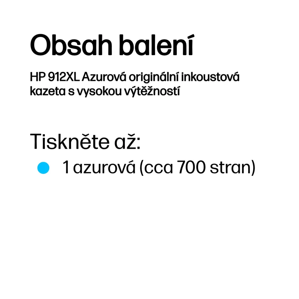 HP 3YL81AE náplň č.912XL azurová inkoustová kazeta (cca 700 stran) OfficeJet 8013, 8022, HP OfficeJet Pro 8023