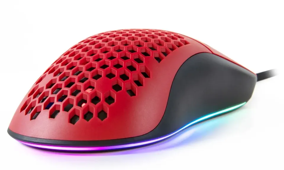 AROZZI herní myš FAVO Ultra Light Black-Red/ drátová/ 16.000 dpi/ USB/ 7 tlačítek/ RGB/ černočervená