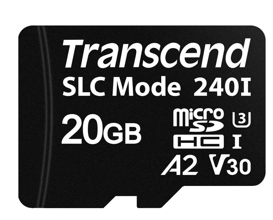 Transcend 20GB microSDHC240I UHS-I U3 V30 A2 (Class 10) 3D TLC (SLC mode) průmys