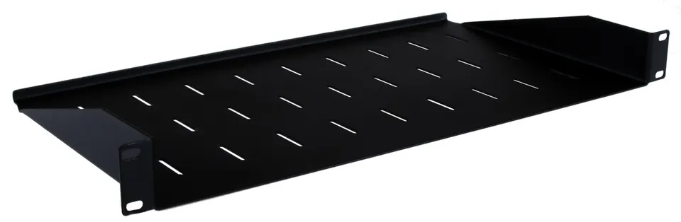 Masterlan police pevná s perforací, 1U, 19", 250mm, nosnost 25kg, černá