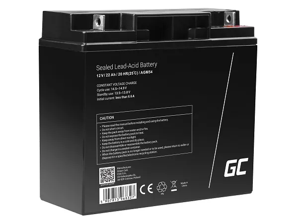 Green Cell AGM VRLA 12V 22Ah maintenance-free battery for boats, scooters, toys,
