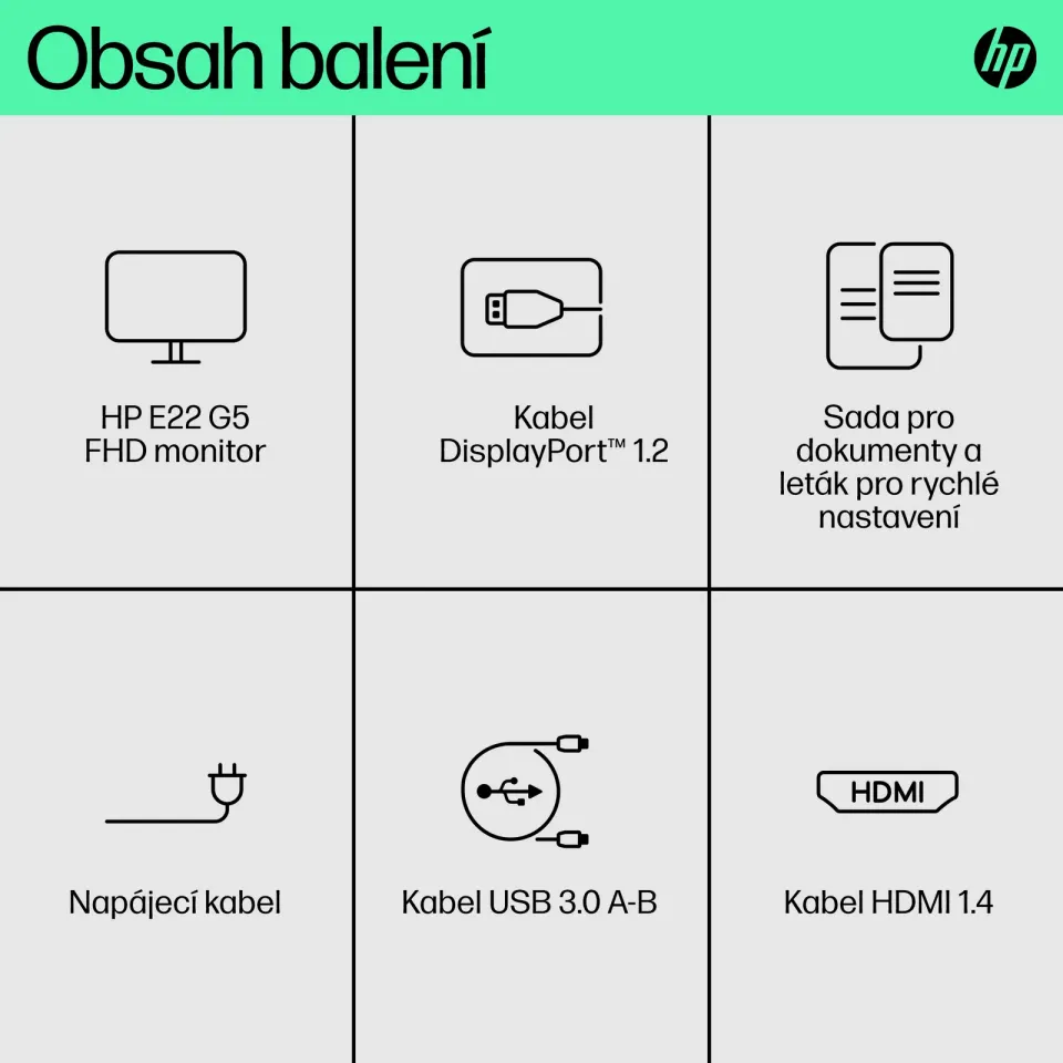 HP LCD E22 G5 21,5" IPS/FHD/5ms/250 nits/1000:1/DP/HDMI/4xUSB 3.2/LED micro-edge