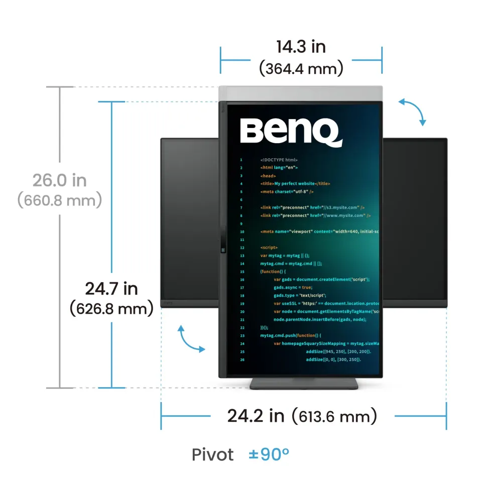 BENQ 27" LED RD270Q/ 2560x1600/ IPS panel/ 1300:1/ 5ms/ HDMI/ DP/USB-C/Pivot/výškově nast./ eye care features/ černý
