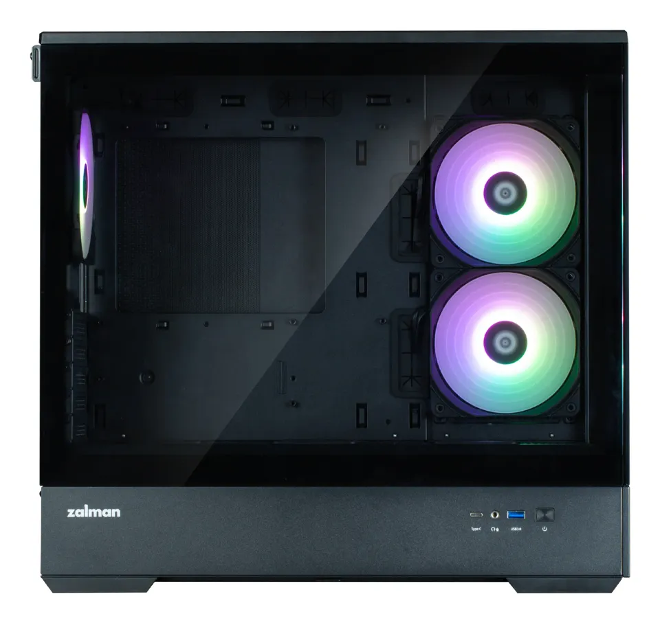 Zalman skříň P30 Black V2 / miniT / 3x120mm fan ARGB / USB 3.0 / USB-C / temperované sklo / černá