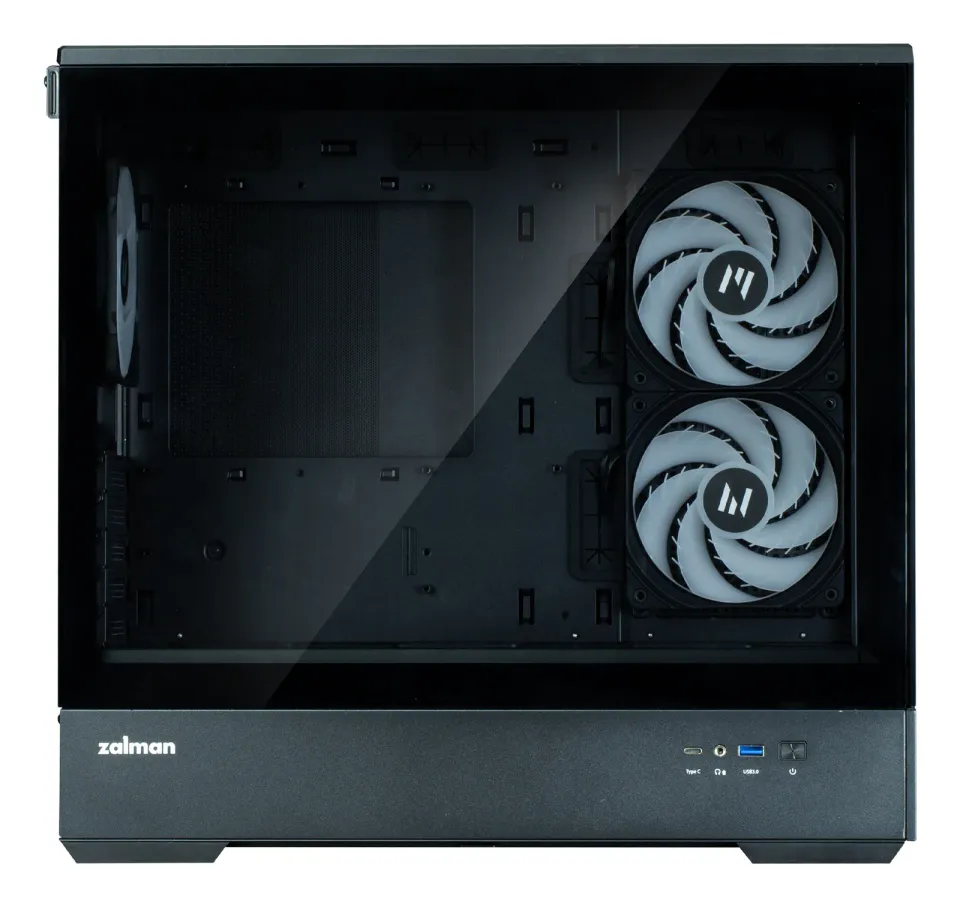 Zalman skříň P30 Black V2 / miniT / 3x120mm fan ARGB / USB 3.0 / USB-C / temperované sklo / černá