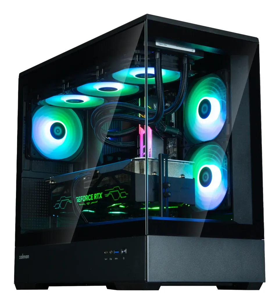 Zalman skříň P30 Black V2 / miniT / 3x120mm fan ARGB / USB 3.0 / USB-C / temperované sklo / černá