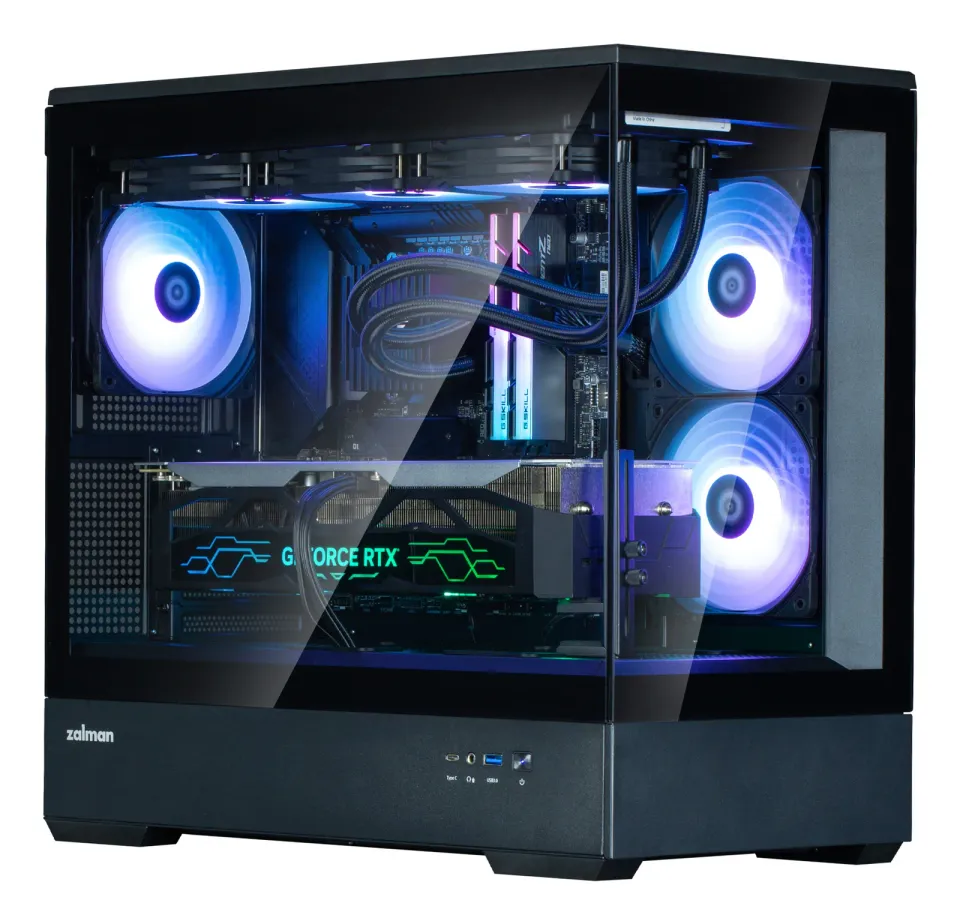 Zalman skříň P30 Black V2 / miniT / 3x120mm fan ARGB / USB 3.0 / USB-C / temperované sklo / černá