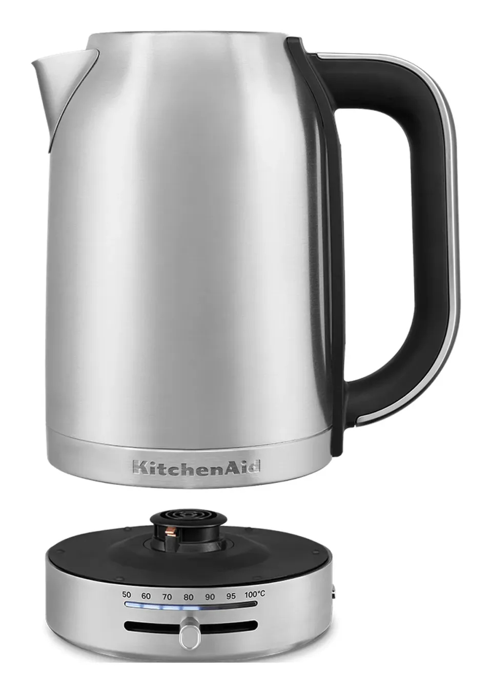 KitchenAid 5KEK1701ESX rychlovarná konvice stříbrná, 1,7 l, 2400 W, regulace teploty 50-100 °C, Keep Warm, nerezová