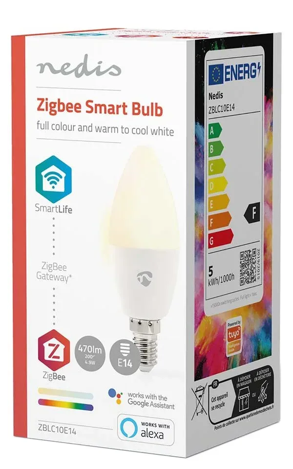 Nedis ZBLC10E14 - SmartLife Plnobarevná Žárovka| E14 | 4,9 W | 470 lm | RGB / Te