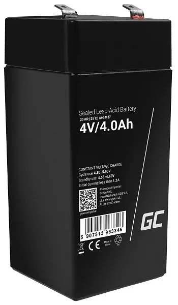 Green Cell AGM VRLA 4V 4Ah maintenance-free battery for the alarm system, cash r