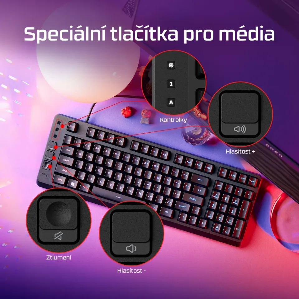 HyperX Eve 1800/Drátové USB-A/US/Černá