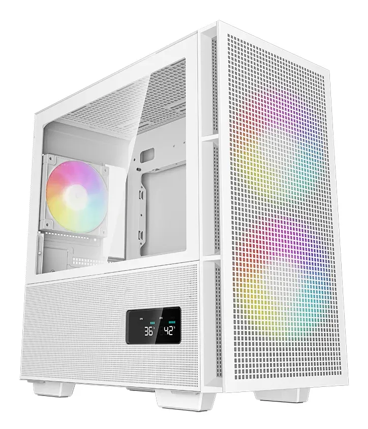 DEEPCOOL skříň CH360 Digital / mATX / 140mm +120 mm fan / USB 3.0 / USB-C / mesh panel / prosklená bočnice / bílá