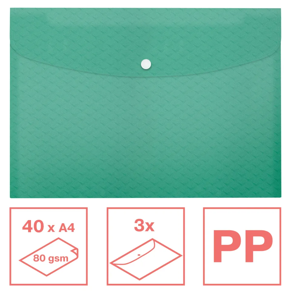 Esselte kapsa s uzavíráním na cvok Colour'Breeze PP A4+, zelená, balení 3 ks