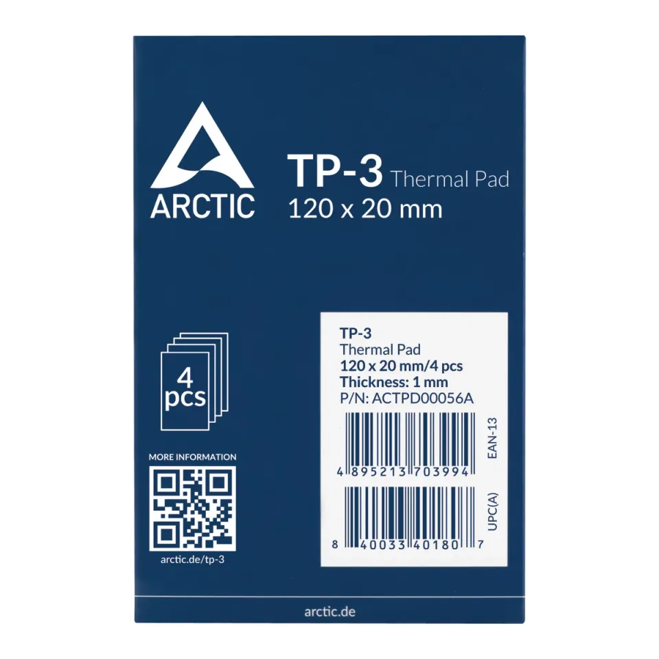 ARCTIC Thermal pad TP-3 (120x20mm, t:1.0mm, pack of 4pcs) (Premium Performance Thermal Pad)